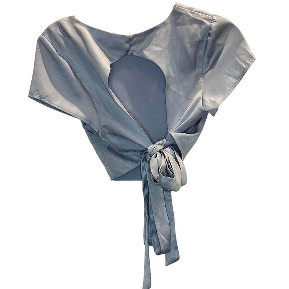 Mable – Juno Tied Detail Top and Shorts Set – Blue – S - Picture 12 of 12